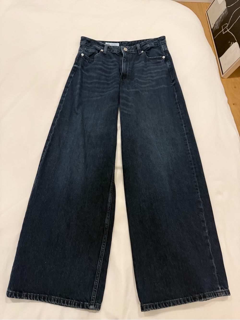Zara Low Rise Wide Leg Jeans - Dark Blue